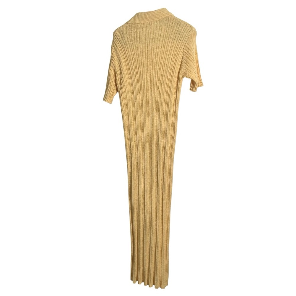 FP BEACH x FREE PEOPLE Riding Waves Button Front Butter Yellow Knit Midi Dress - Picture 4 of 9